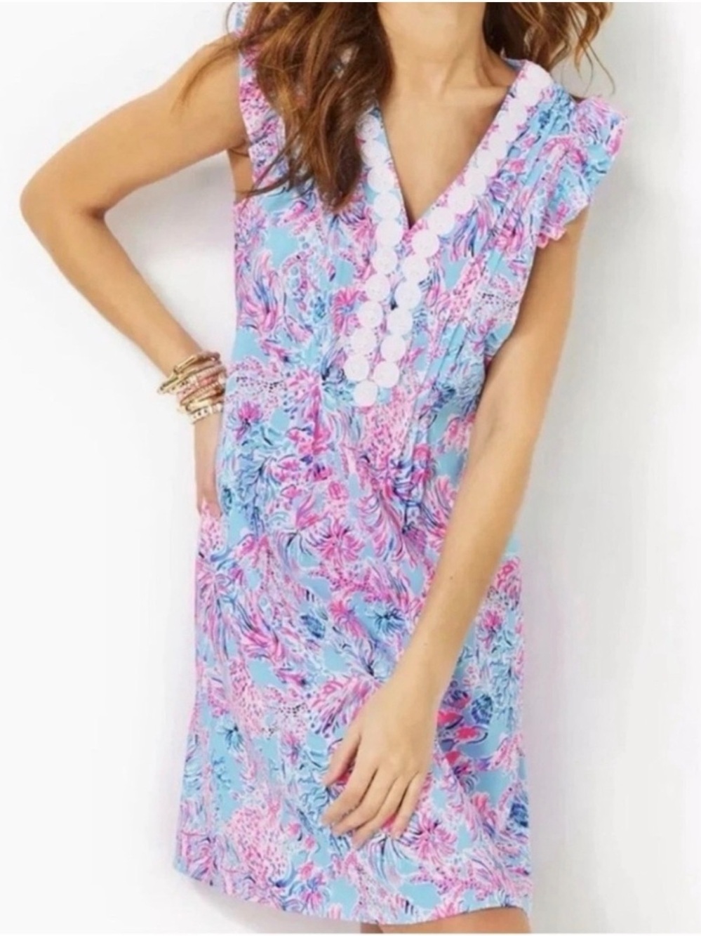 Lilly Pulitzer Joan Dress Celestial Blue Sea and Sea